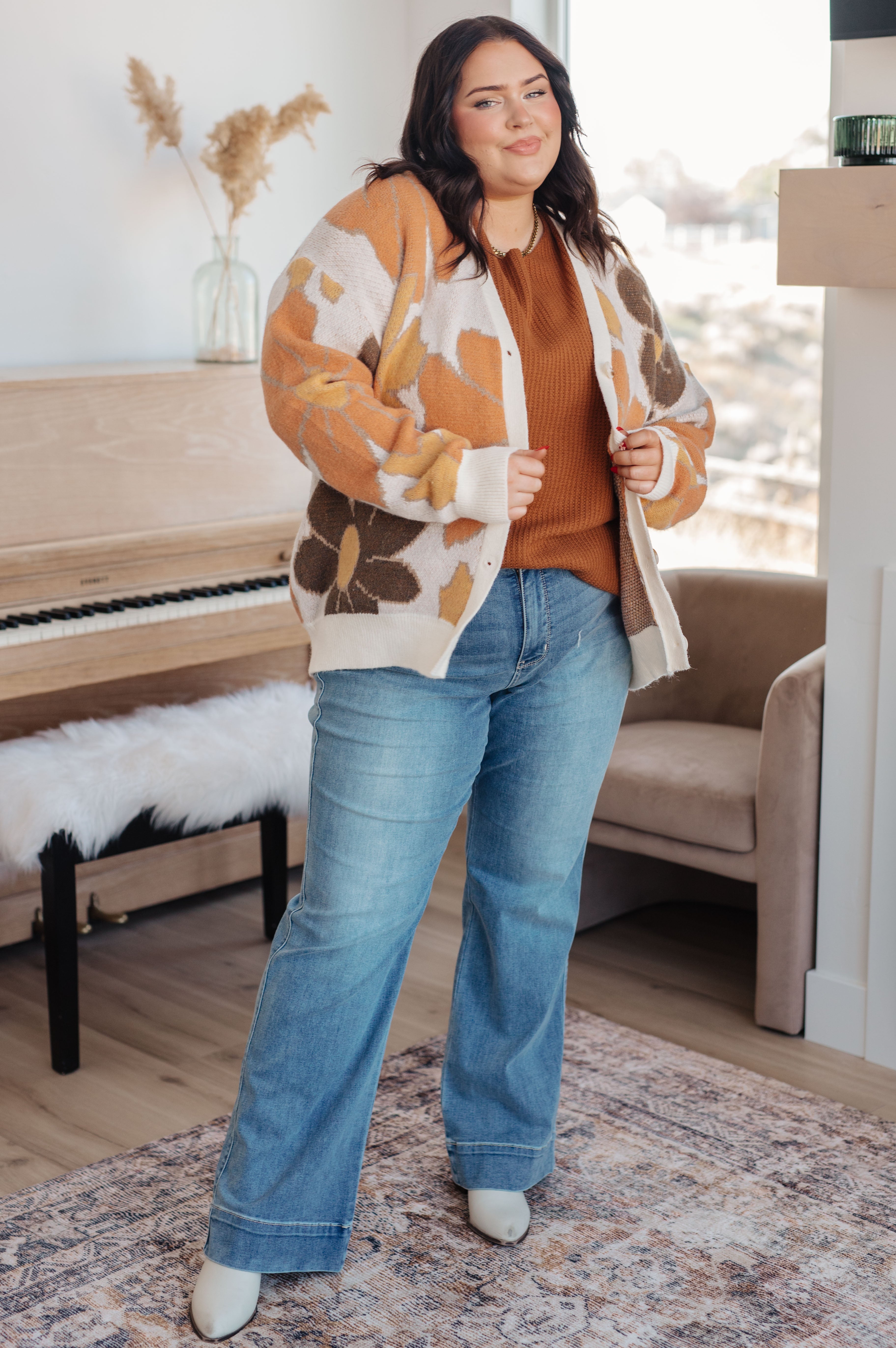 Lotta Love Knitted Sweater Top in Rust | Tops Daverri Fashions
