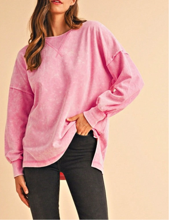 Cotton Mineral Acid Washed Oversized Sweatshirt