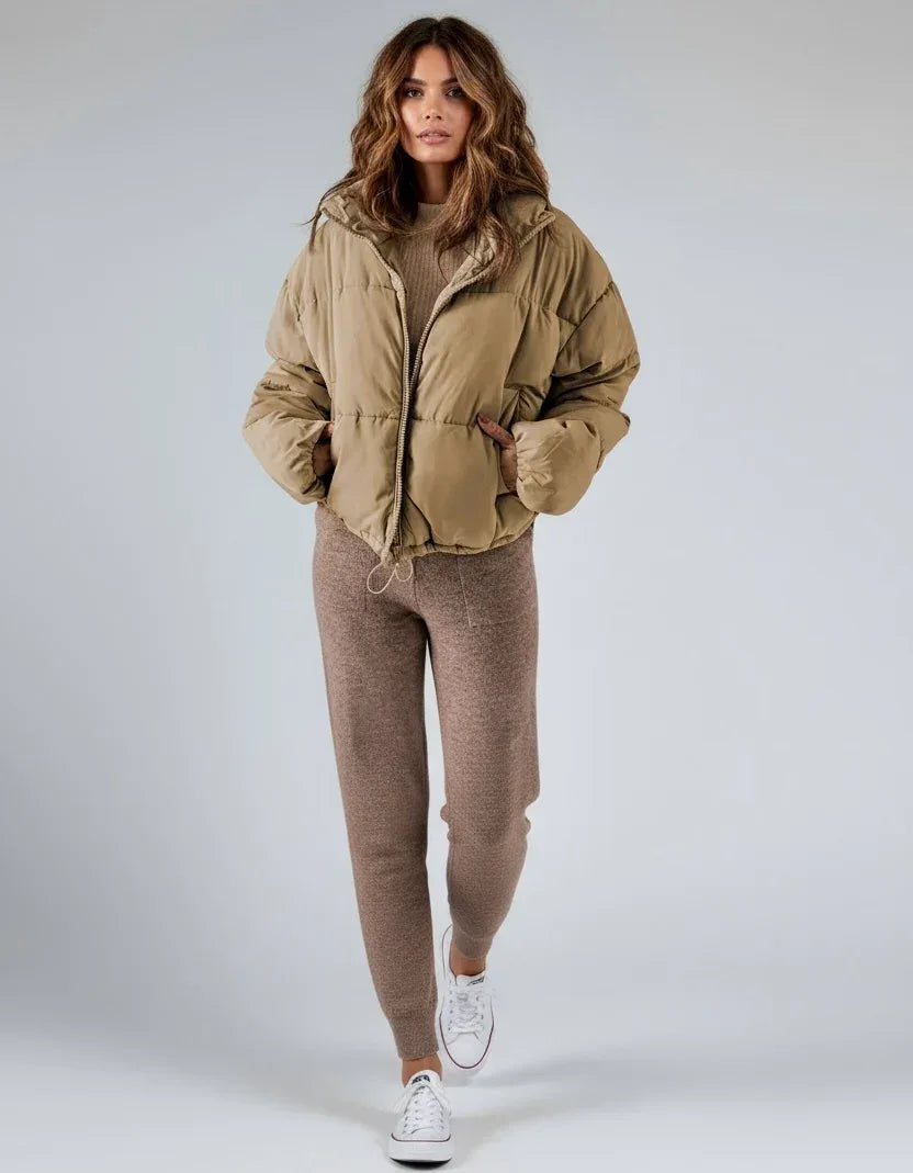 Zip Up Collared Neck Long Sleeve Winter Coat - DAVERRI FASHIONS