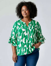 Gigio USA Ruffled Bell Sleeve Blouse Plus Size