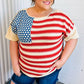 American Flag Jacquard Knit Sweater Top - DAVERRI FASHIONS