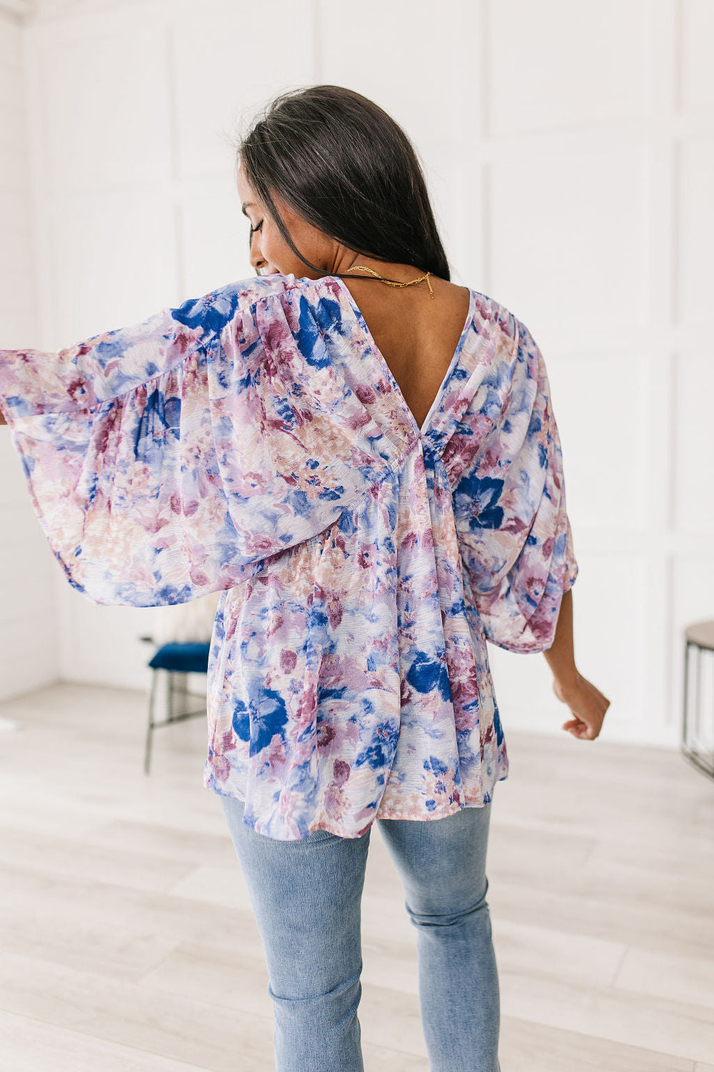 Jodifl Floral Draped Peplum Blouse Tops