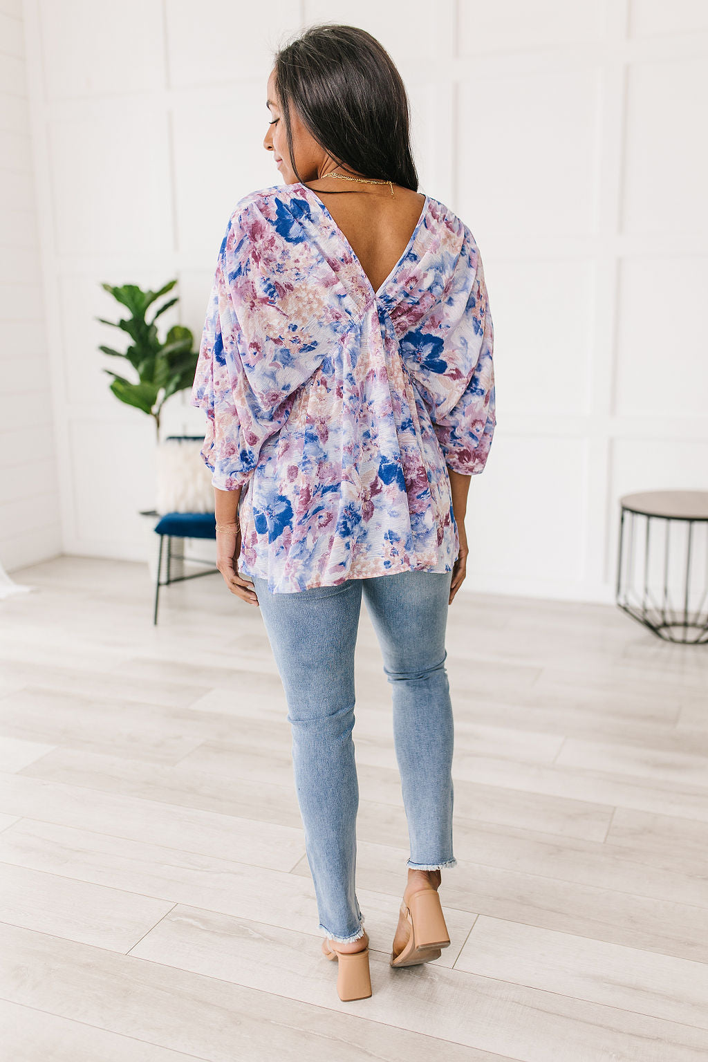 Jodifl Floral Draped Peplum Blouse Tops