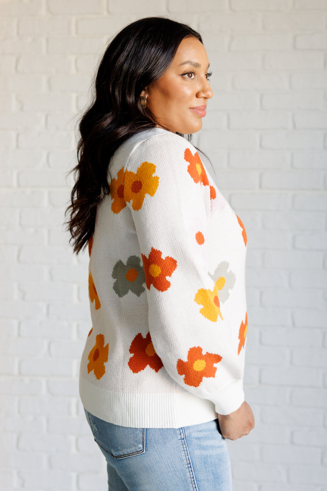 Falling Flowers Floral Sweater | Tops Daverri Fashions