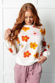 Falling Flowers Floral Sweater | Tops Daverri Fashions