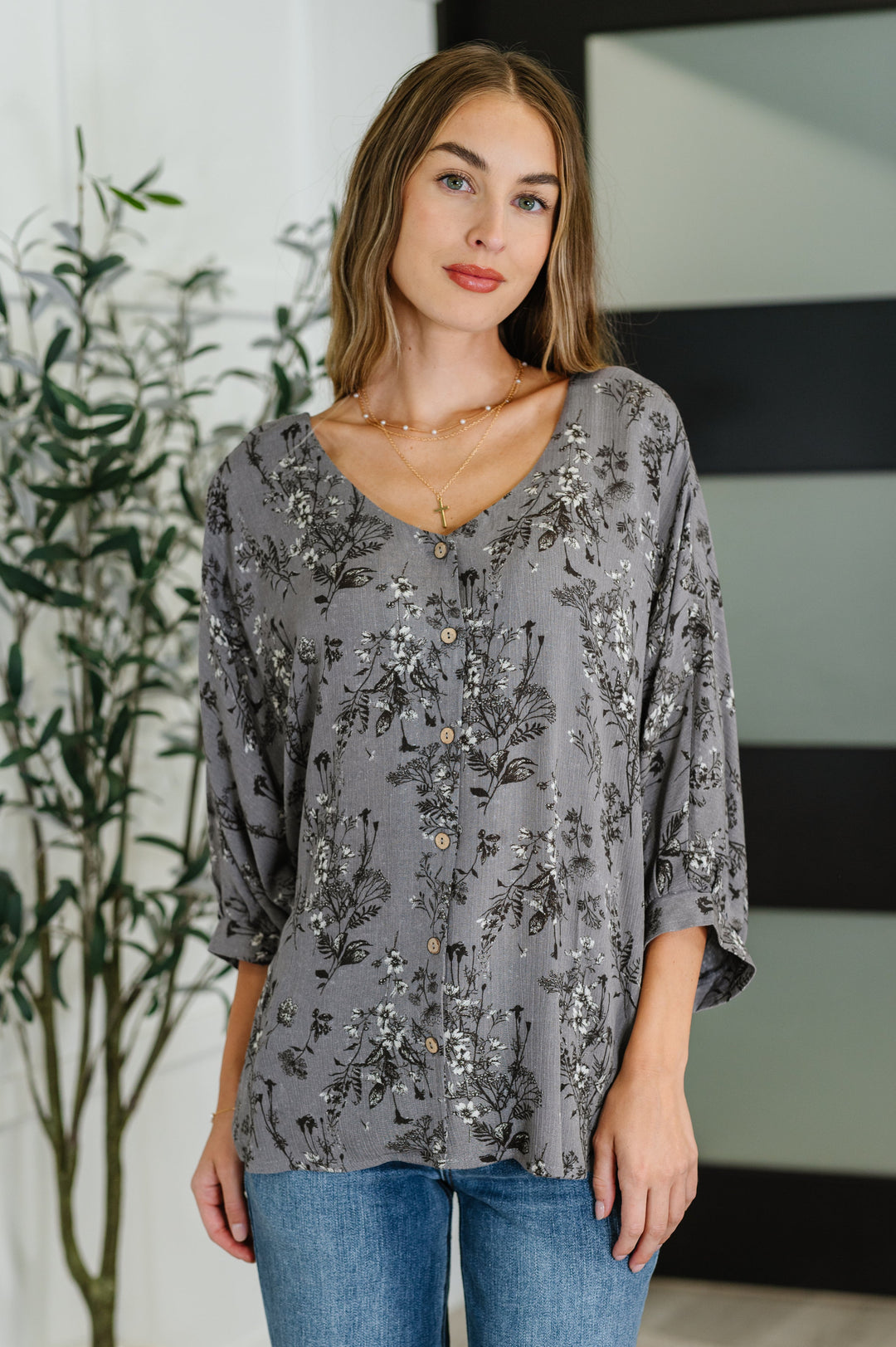 Falling in Deep Crinkle Woven Blouse Dune Grey | Womens Daverri Fashions