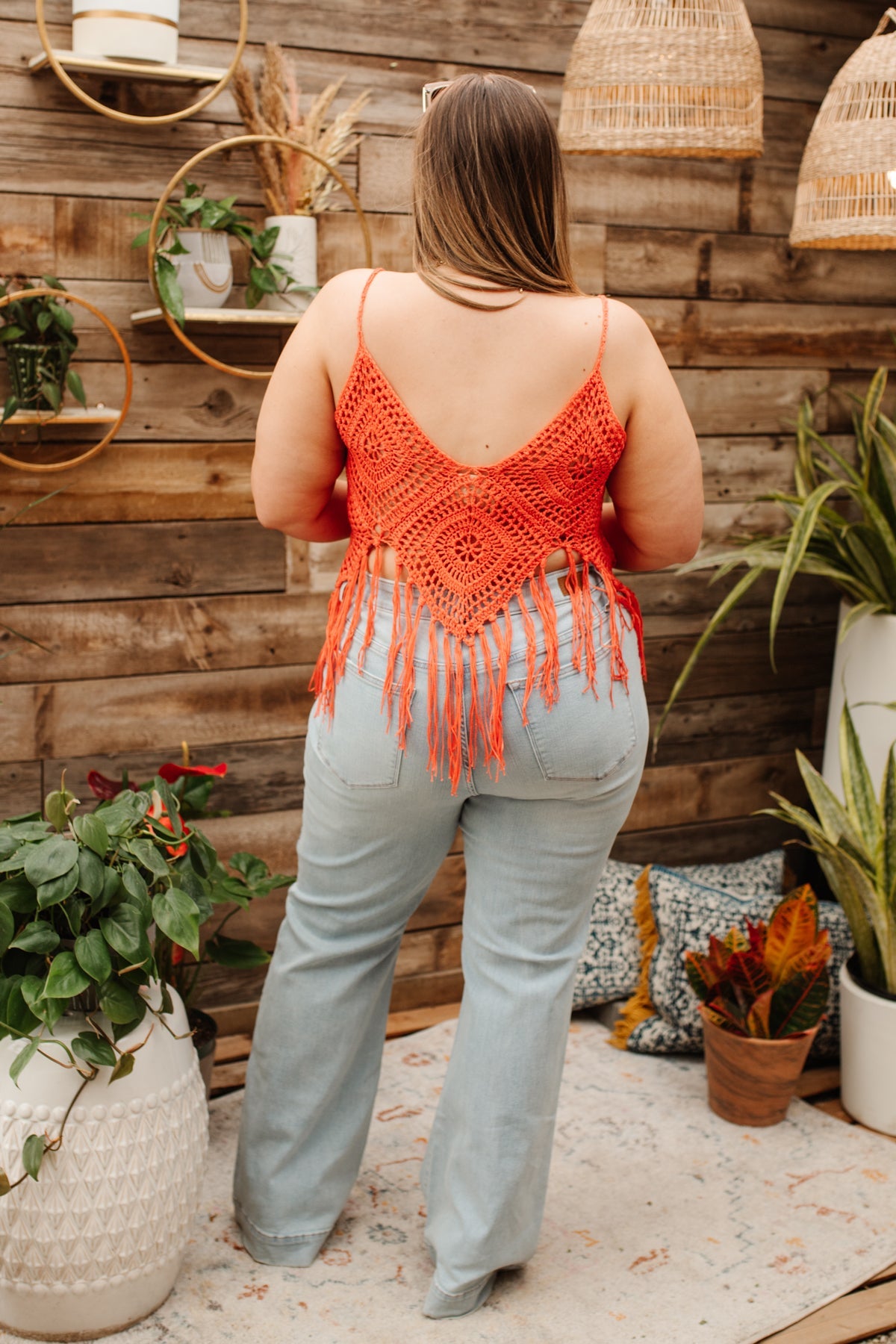 Festival Fringe Tank in Orange Womens