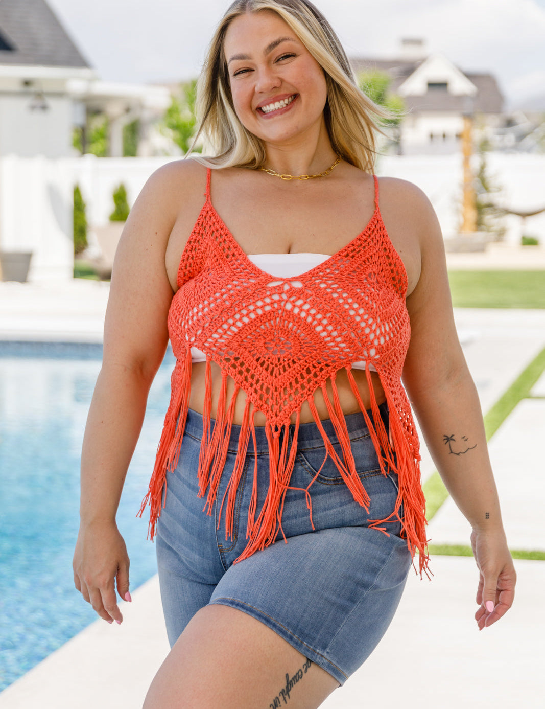 Festival Fringe Tank in Orange Womens