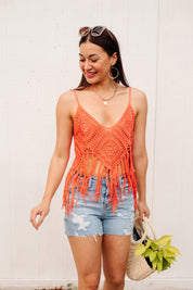 Festival Fringe Tank in Orange Womens