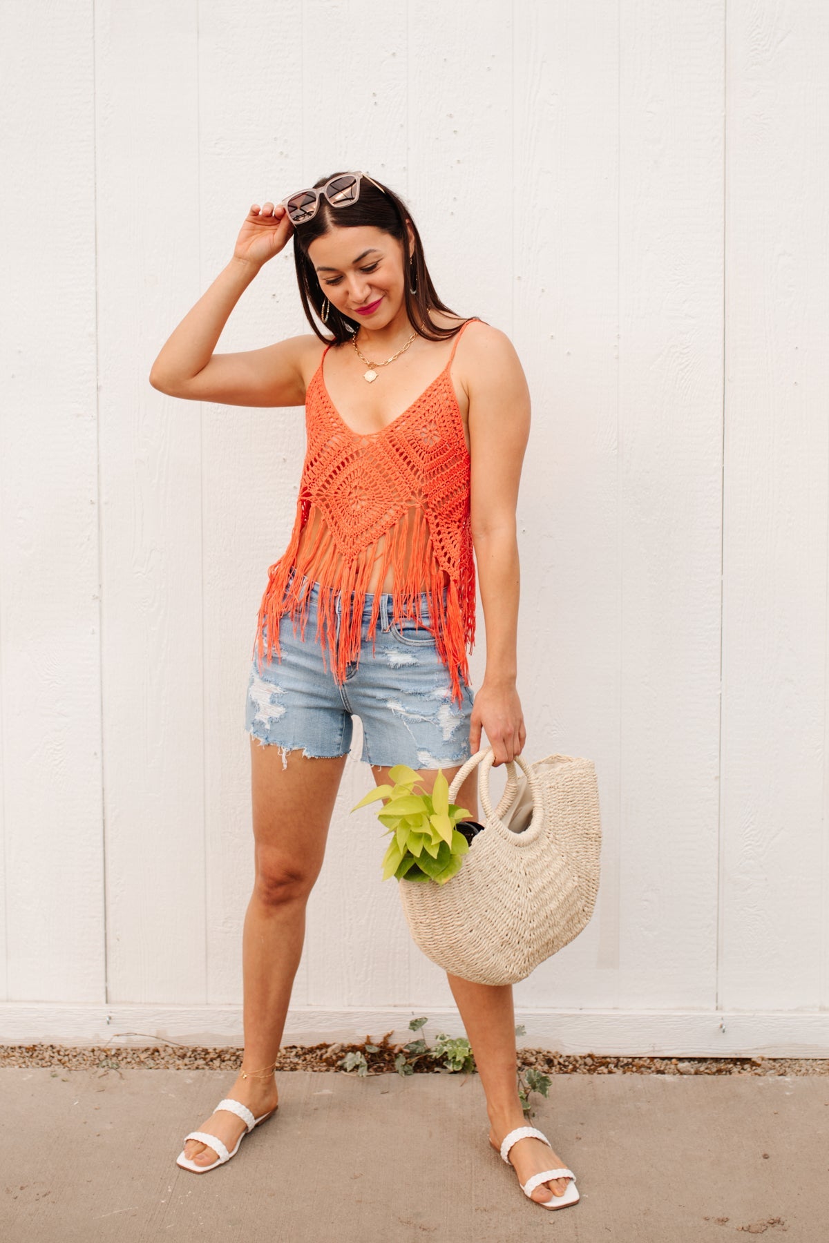 Festival Fringe Tank in Orange Womens