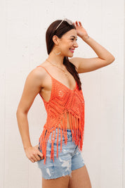 Festival Fringe Tank in Orange Womens