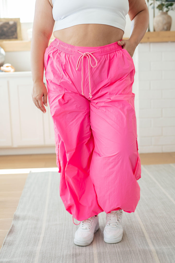 Jodifl Pink Windbreaker Cargo Pants Pink Lounge Pants