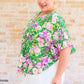Emily Wonder Kelly Green V-Neck Floral Blouse Blouses