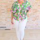 Emily Wonder Kelly Green V-Neck Floral Blouse Blouses