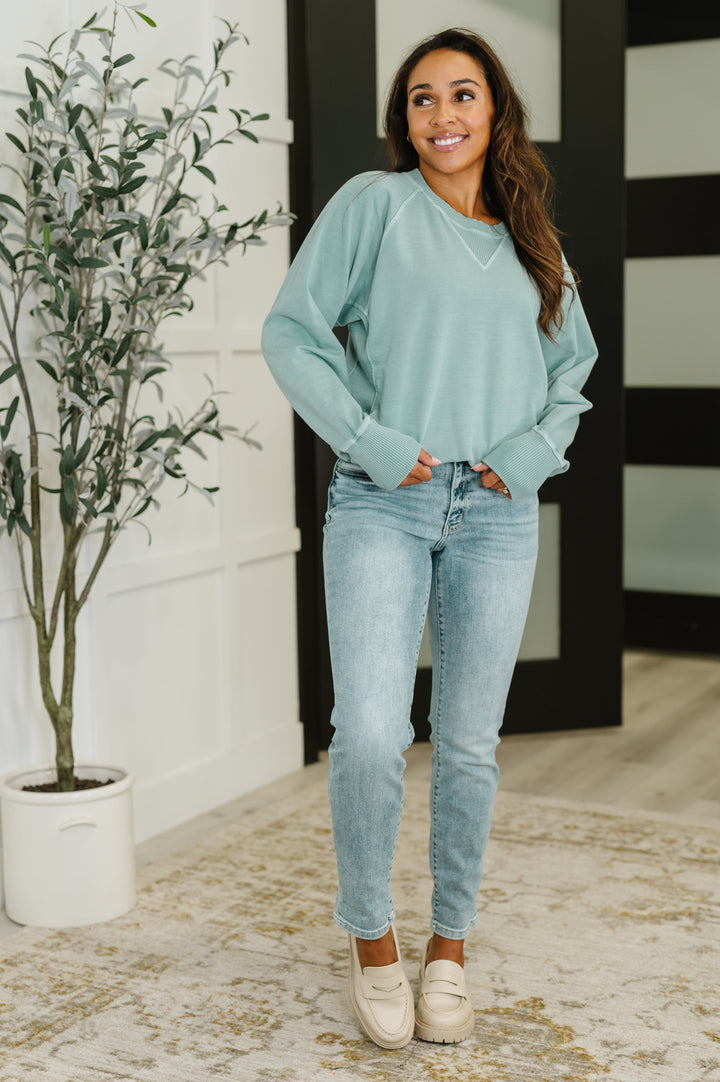 For the Experience Relaxed Pullover in Ash Blue | Womens Daverri Fashions