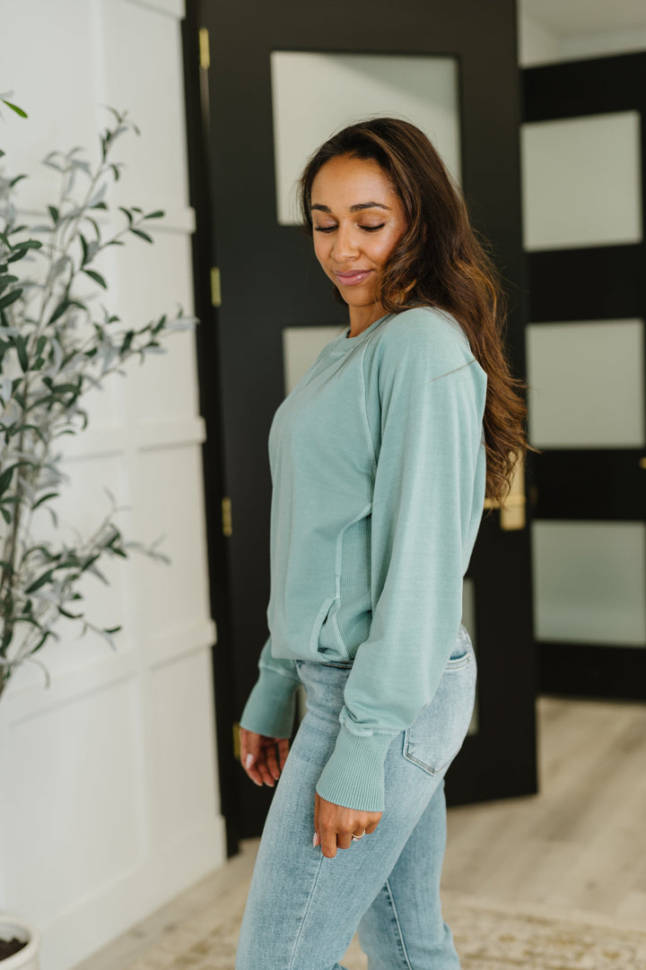 For the Experience Relaxed Pullover in Ash Blue | Womens Daverri Fashions