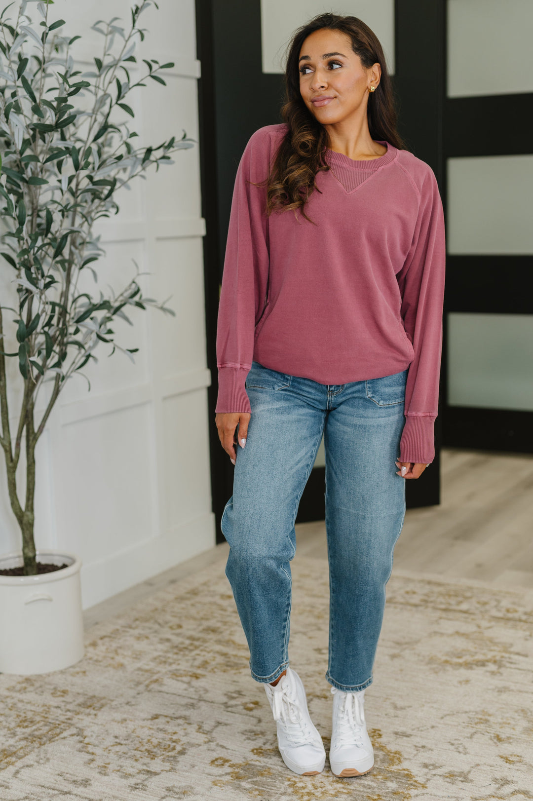 For the Experience Relaxed Pullover in Cabernet | Womens Daverri Fashions