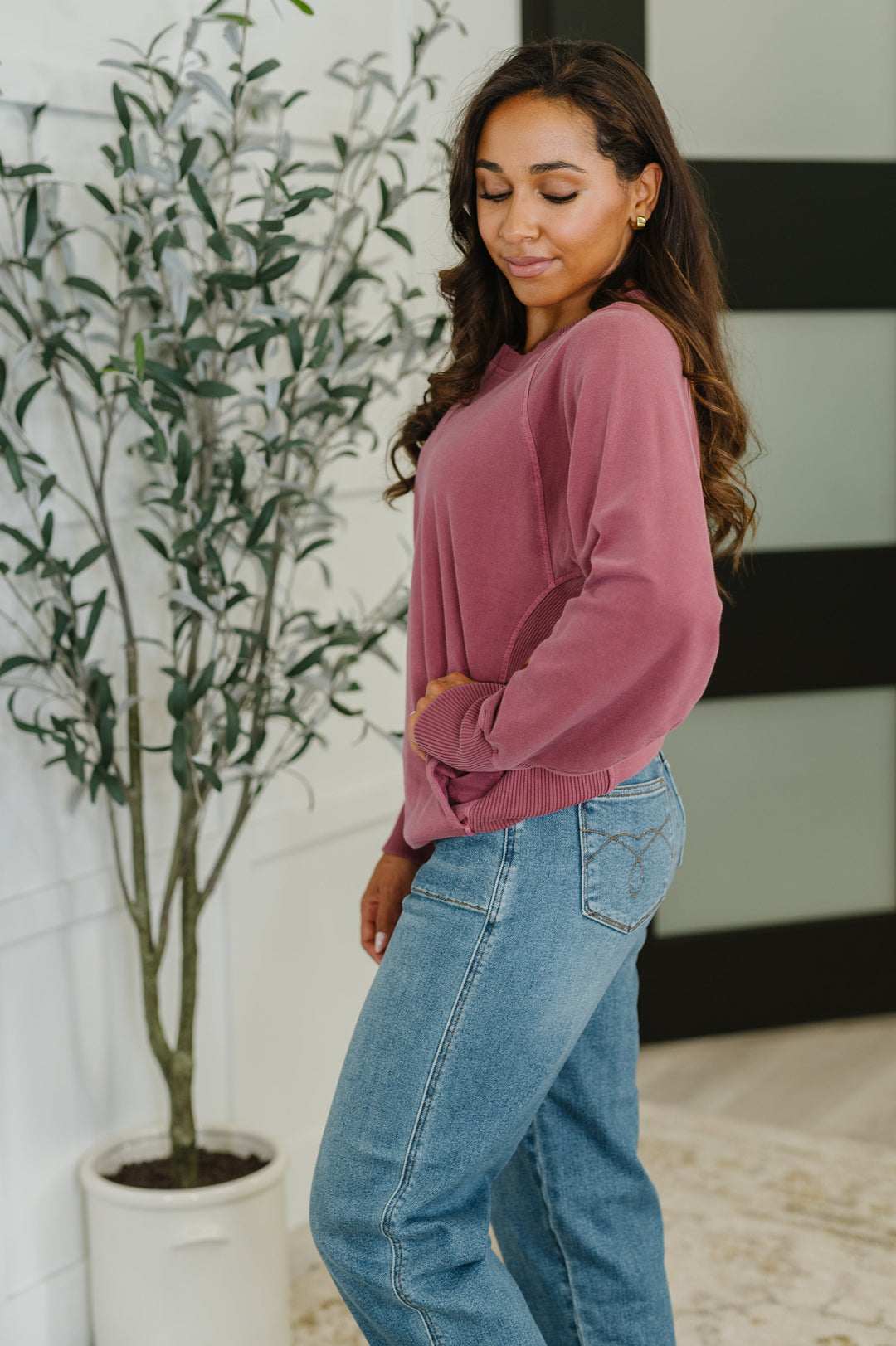 For the Experience Relaxed Pullover in Cabernet | Womens Daverri Fashions