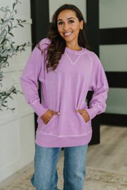 For the Experience Relaxed Pullover in Lavender | Womens Daverri Fashions