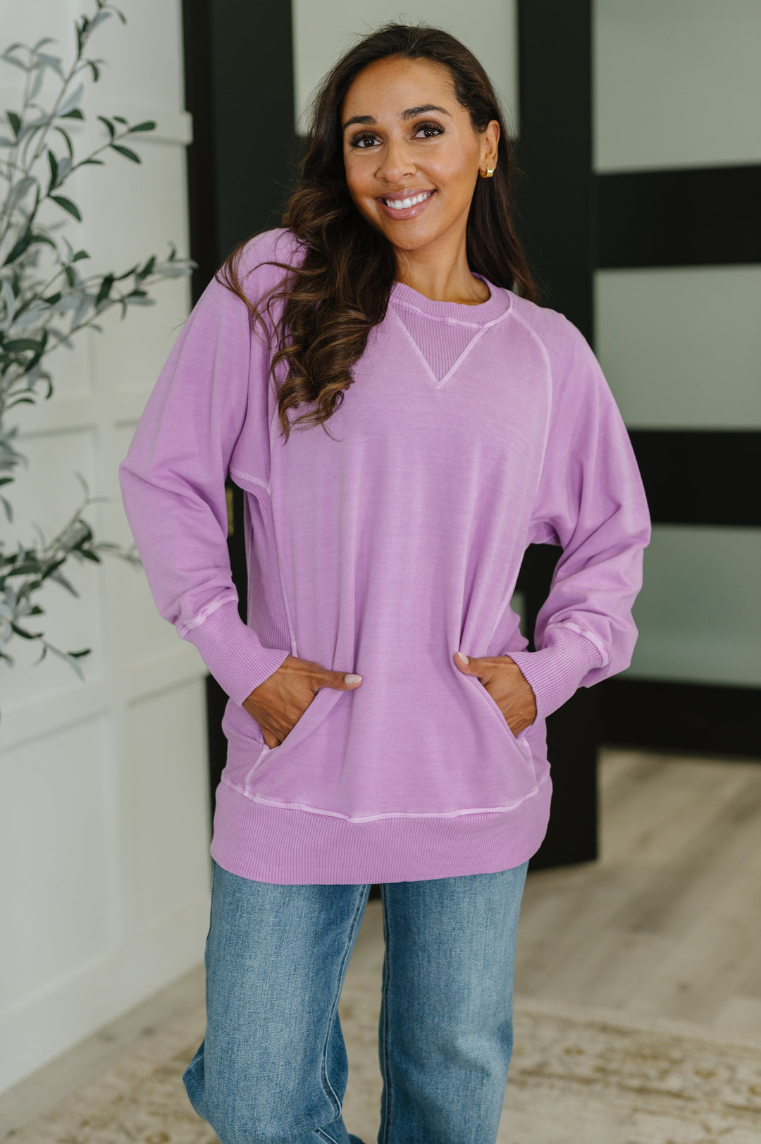 For the Experience Relaxed Pullover in Lavender | Womens Daverri Fashions