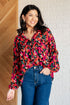 Francophile Ruffle Detail Floral Print Long-Sleeve Button-Up Blouse