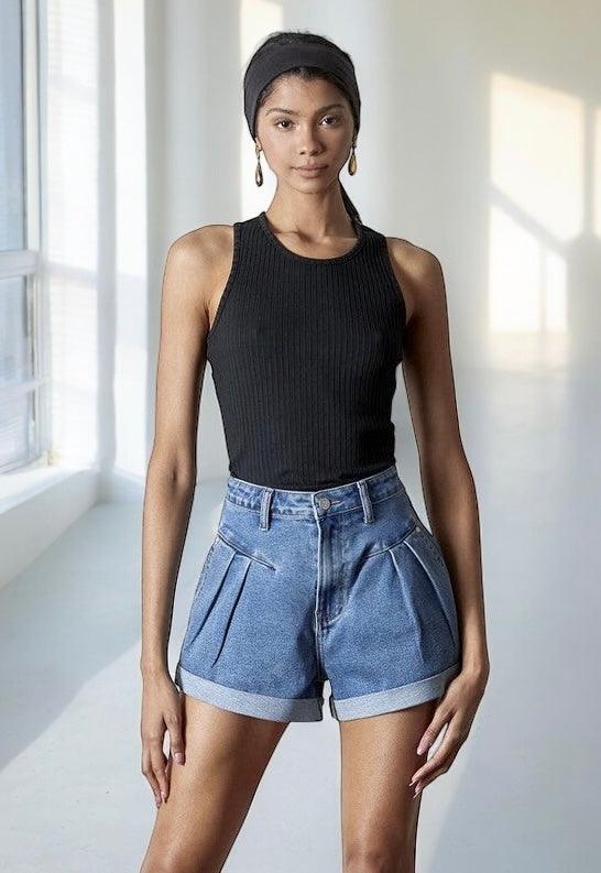 Super High Rise Denim Shorts Shorts