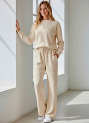 Women’s Full Size Round Neck Long Sleeve Top and Pants Set