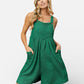 BiBi Crinkle Rib green corduroy overall dress with wide straps and pockets