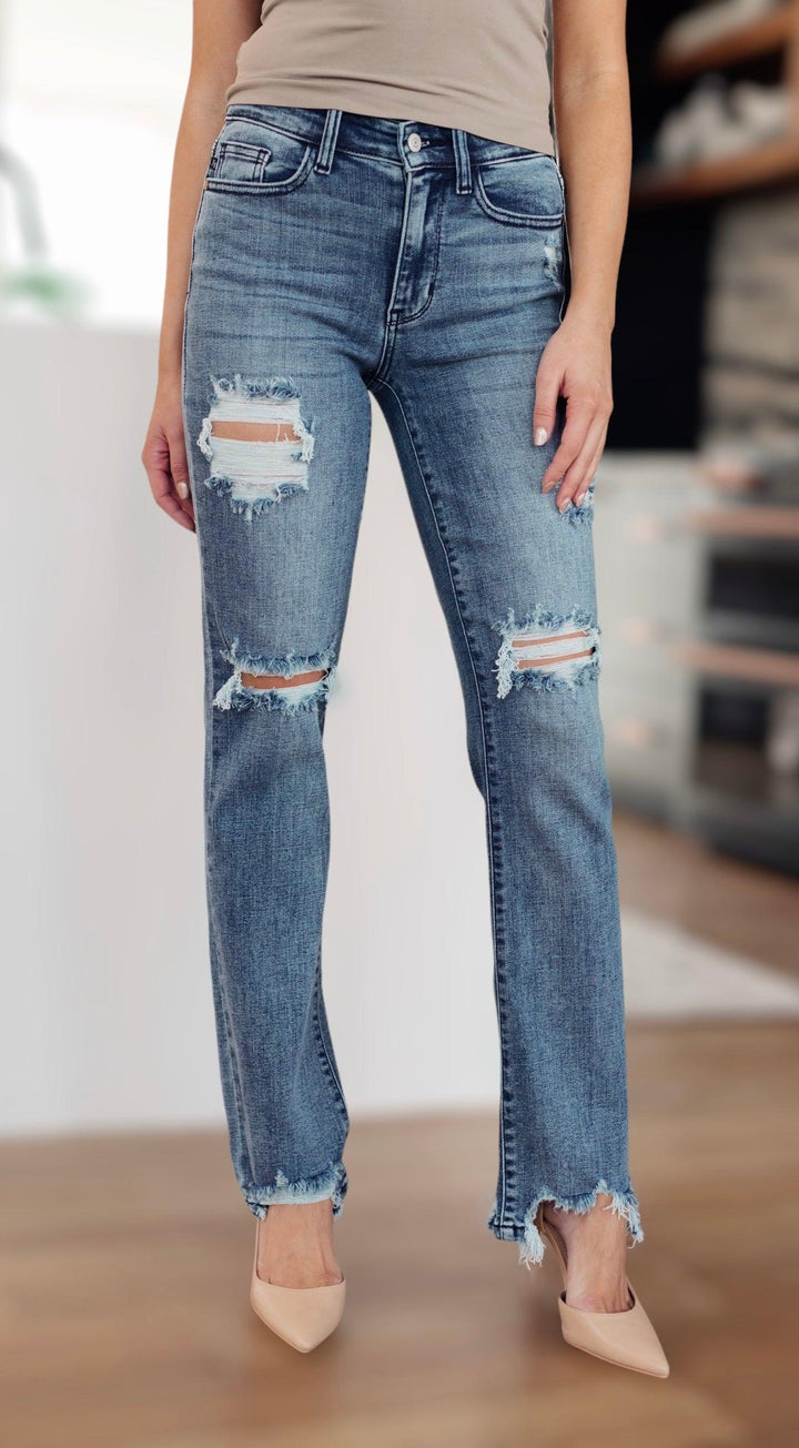 Judy Blue Destroyed Straight Jeans Jeans