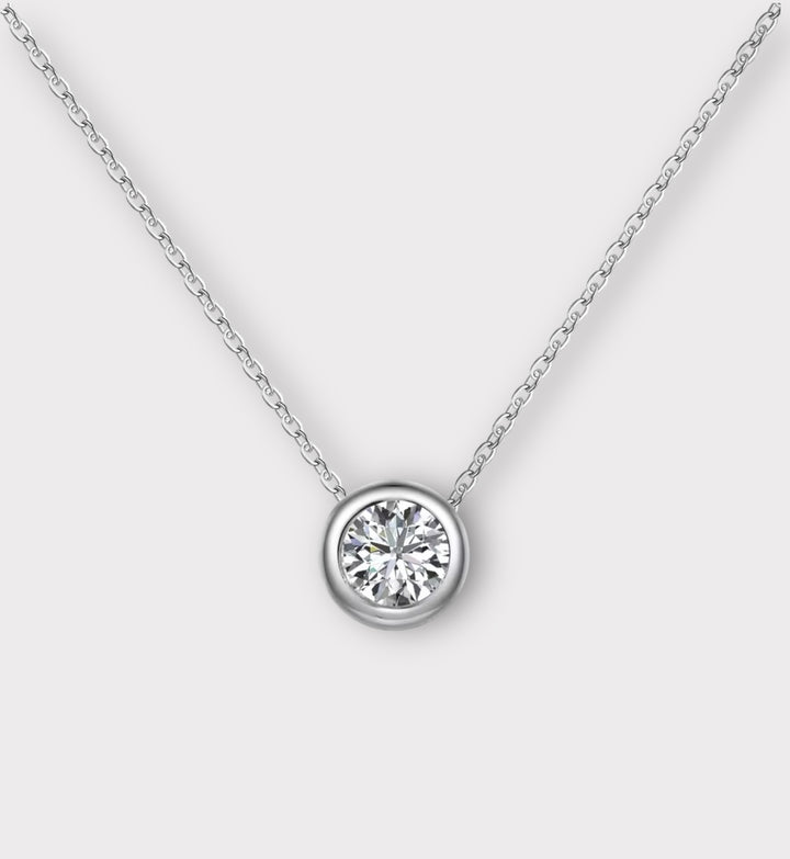 7mm Bezel Set CZ Floating Slide Silver Necklace Necklaces