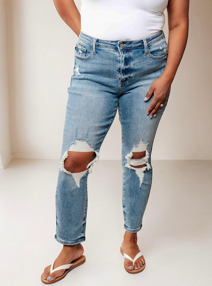 Judy Blue High Waisted Distressed Boyfriend Jeans Jeans