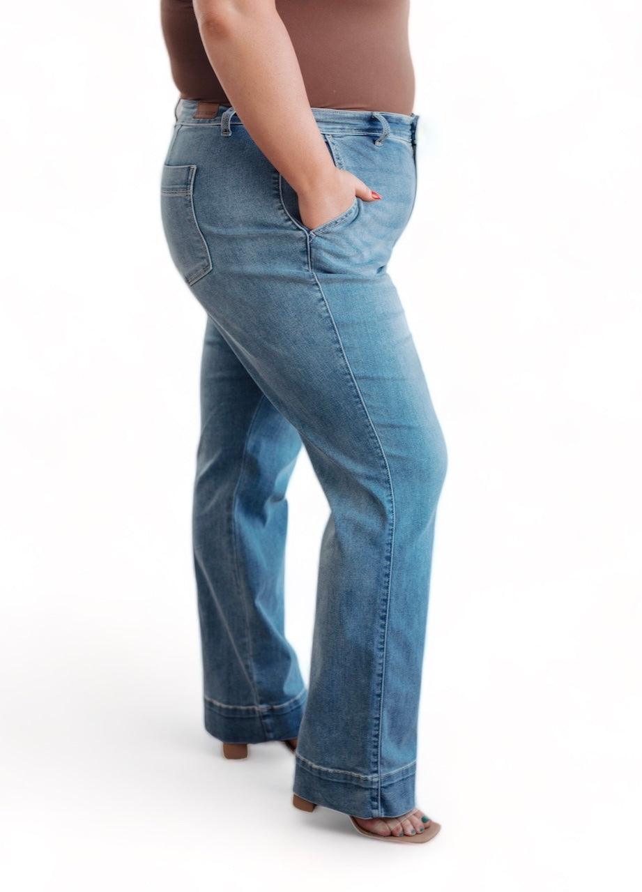 Plus Mid Rise Wide Leg Judy Blue Jeans Jeans