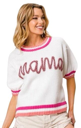 BiBi MAMA Contrast Trim Short Sleeve Sweater Sweaters