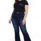 Plus High Rise Double Fray Hem Flare Jeans Jeans
