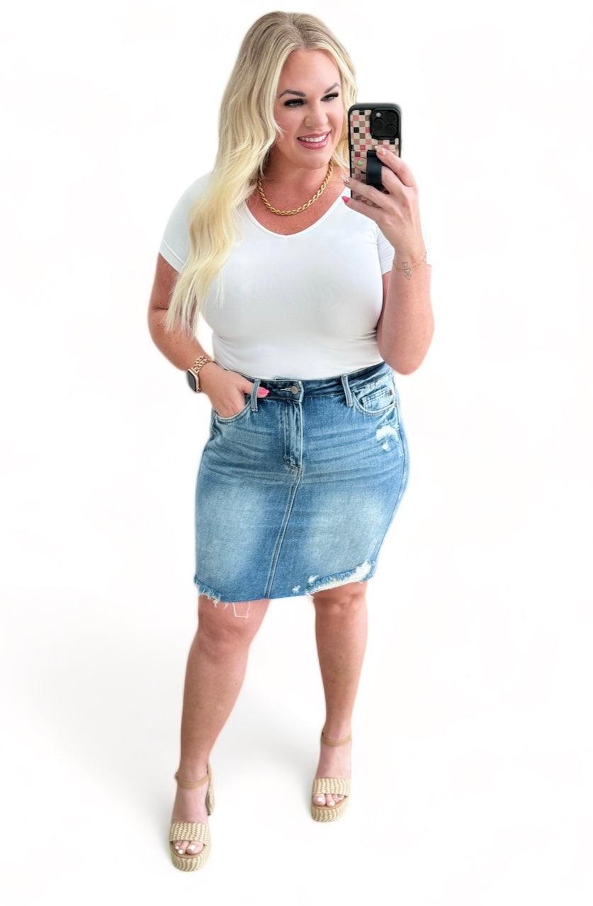 Judy Blue Plus Size High Rise Denim Skirt Denim Skirts
