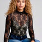 Jade by Jane Floral Print Long Sleeve Lace Mesh Top