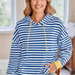 Lovelet Drawstring Striped Long Sleeve Hoodie - DAVERRI FASHIONS