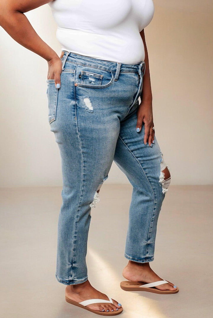 Judy Blue High Waisted Distressed Boyfriend Jeans Jeans