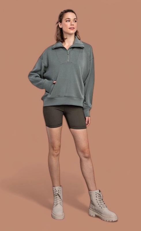 Modal Quarter Zip Funnel Neck Pullover Activewear