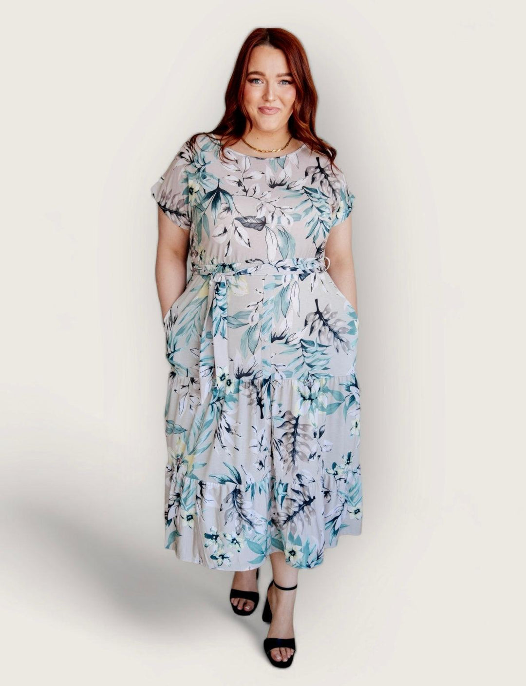 Into the Night Dolman Sleeve Floral Dress Midi Dresses