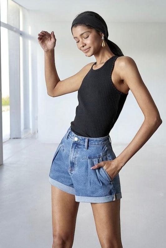 Super High Rise Denim Shorts Shorts