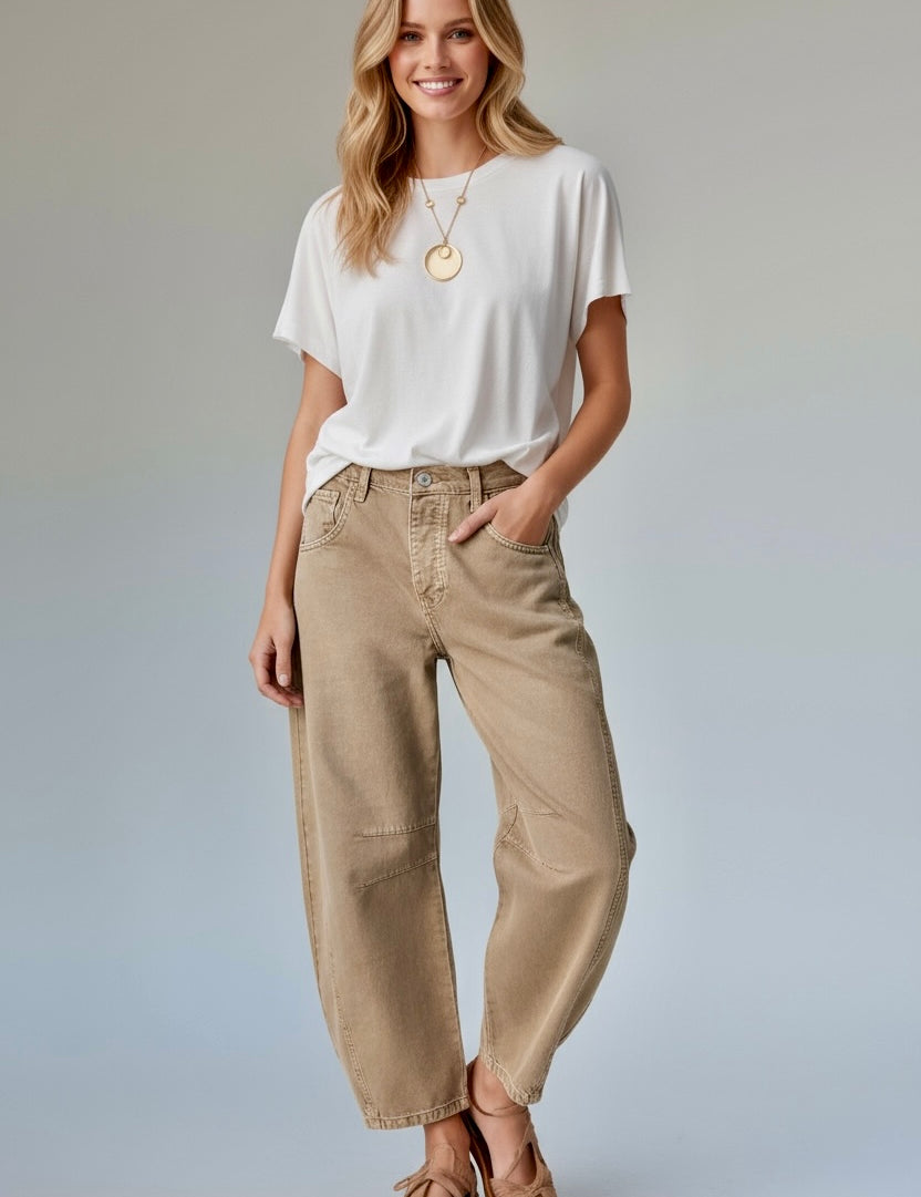 Wide Leg Relaxed Fit Barrel Jeans | Jeans Daverri Fashions