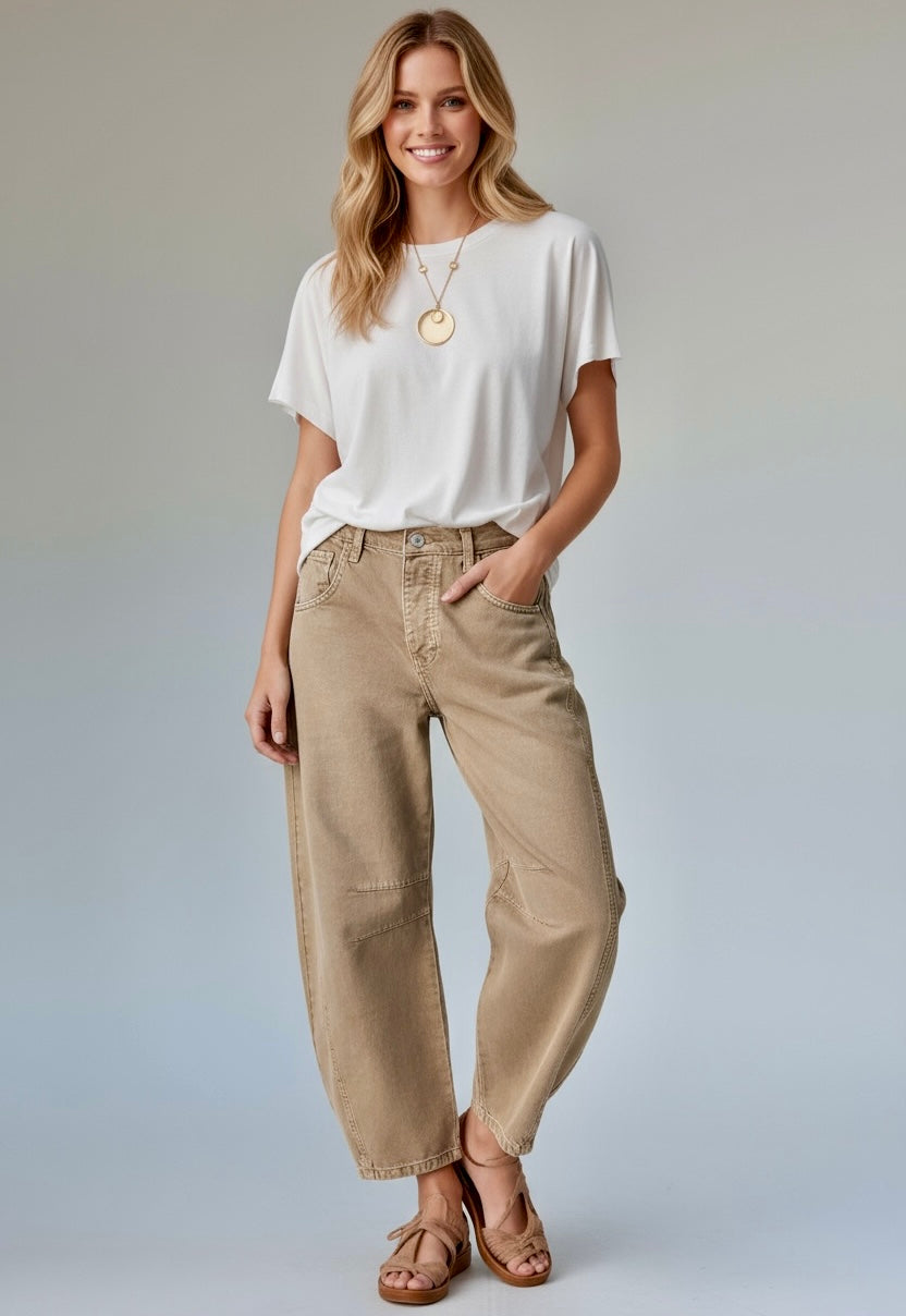 Wide Leg Relaxed Fit Barrel Jeans | Jeans Daverri Fashions
