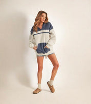 Dropped Shoulder Kangaroo Pocket Hoodie | Tops Daverri Fashions