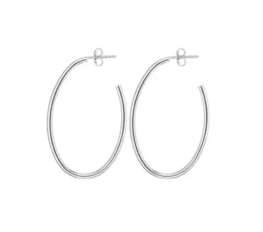 Silver Oval C Hoop Earring Earrings