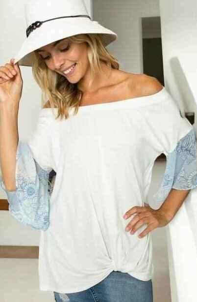 Off Shoulder Ruffle Sleeve Top Shirts & Tops