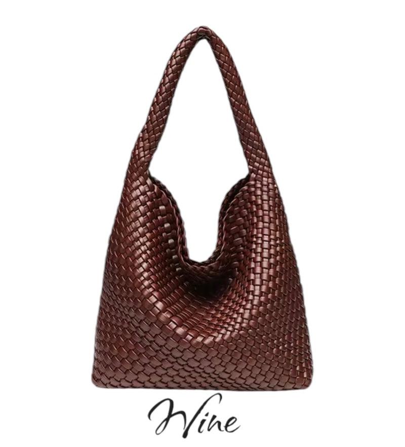 Vegan Leather Woven Hobo Handbags