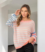 Striped Dropped Shoulder Sweater | Sweaters Daverri Fashions