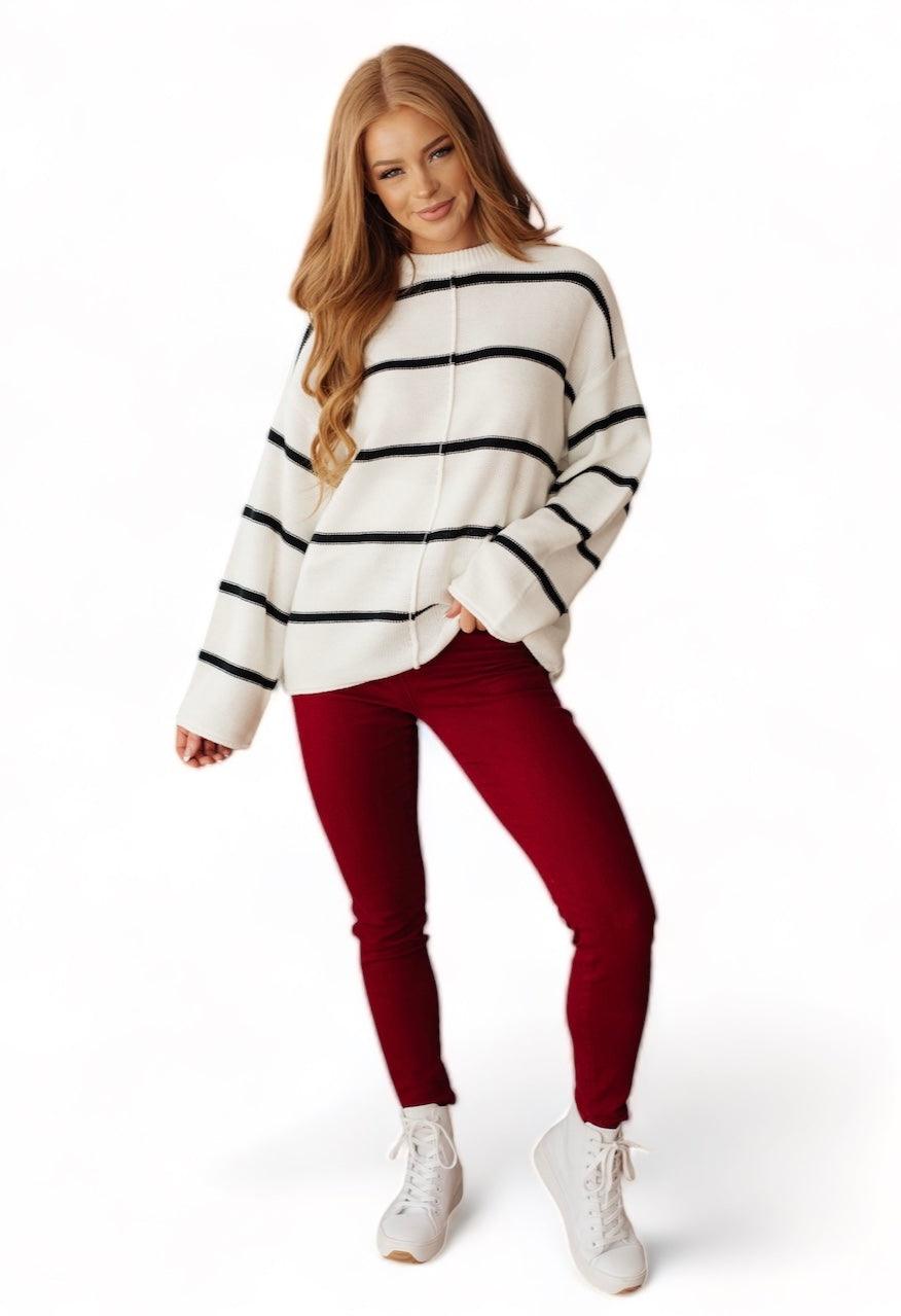 Plus Striped Bell Sleeve Sweater Sweaters