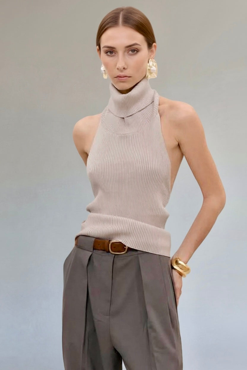 Daverri Backless Turtleneck Sweater Tank